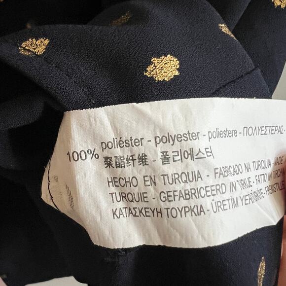 Zara‎ Navy Gold Polka Dot Ruffle Tank Top Y2K Coquette Glam Academia XS - Picture 3 of 7